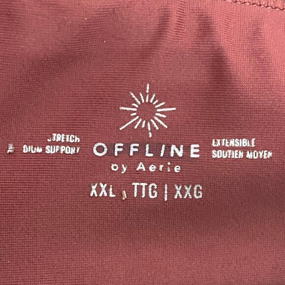 Offline by Aerie Stretch Bralette Sports Bra Womens XXL Burgundy Medium Support - Picture 4 of 5